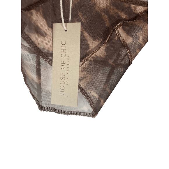 NWT House of Chic LA Open Back Tie Dye Brown Sheer Girl's Night Out Long Sleeve - Picture 5 of 5